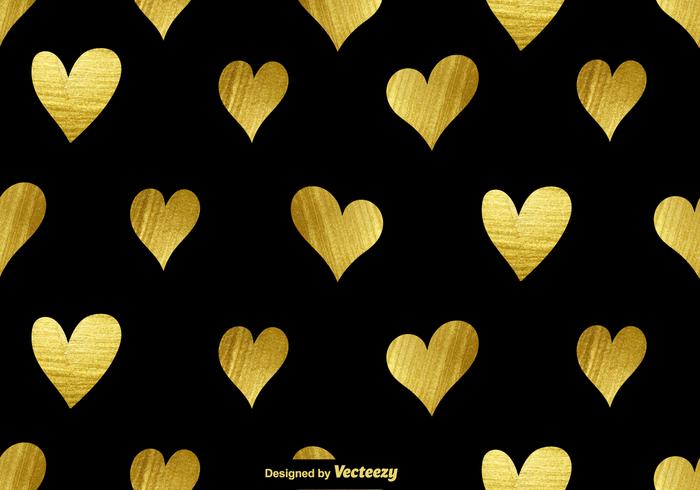 700x490 Vector Golden Hearts Seamless Pattern