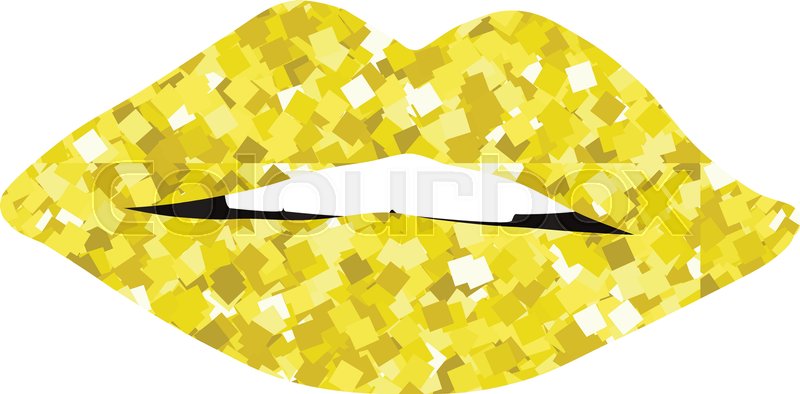 800x394 Golden Lips Girl Silhouette Isolated On White Background. Icon