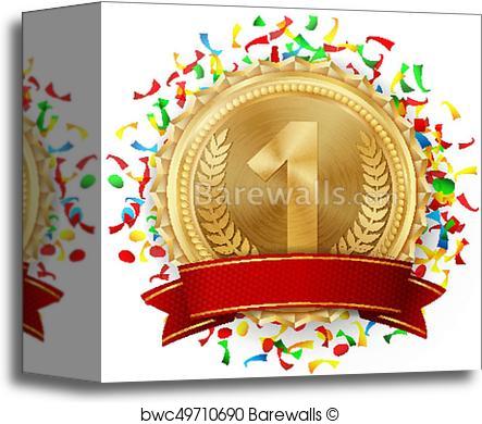 443x390 Canvas Print Of Gold Medal Vector. Golden 1st Place. Competition