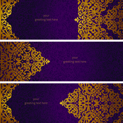 500x500 Golden Floral Pattern Greeting Cards Vector 01 Free Download