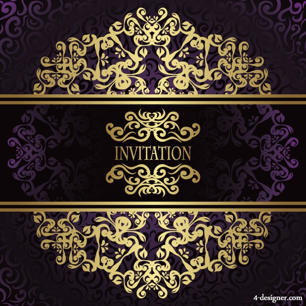 600x600 4 Designer European Gold Lace Pattern Vector Material 03