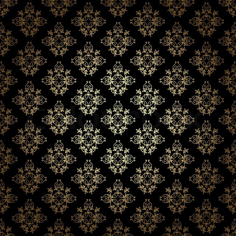 800x800 Black Decorative Vector Pattern With Gold Gradient Stock Vector