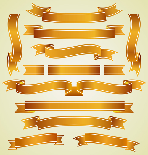 500x526 Gold Ribbon Banners Luxury Vector 03 Free Download