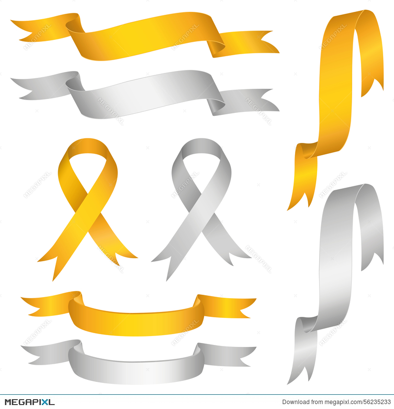 800x830 Silver Gold Ribbon Vector Set Illustration 56235233