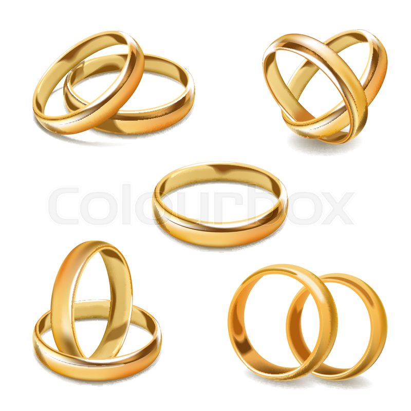 800x800 Gold Wedding Rings Vector 3d Realistic Icons. Isolated Set Of Gold