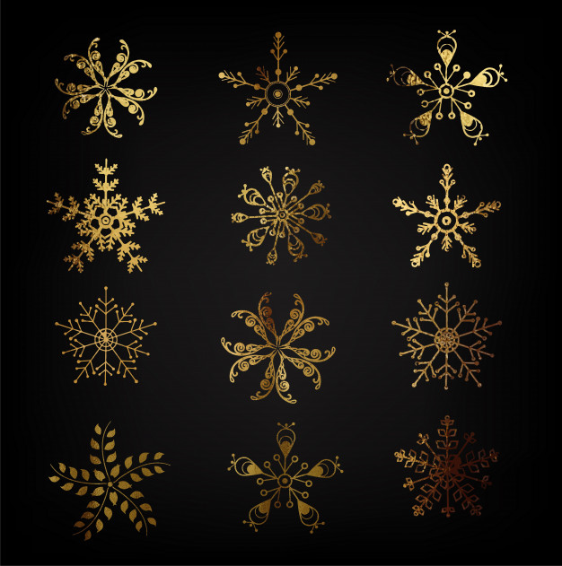 626x631 Gold Snowflakes Vector Premium Download