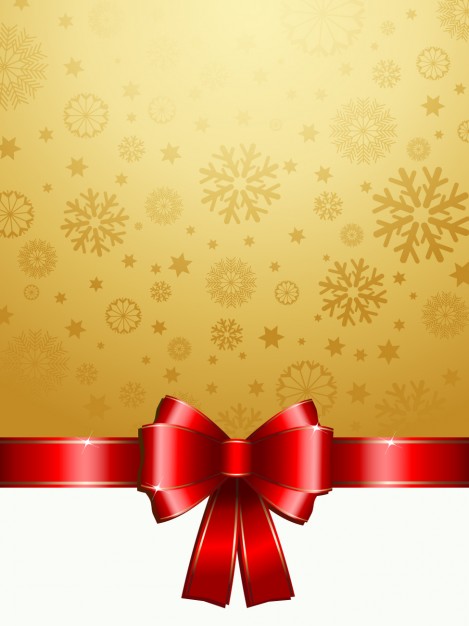 469x626 Golden Snowflake Background With A Red Bow Vector Free Download