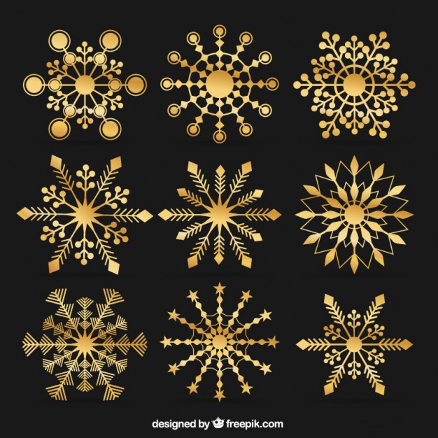 626x626 Golden Snowflakes In Abstract Style Vector Premium Download