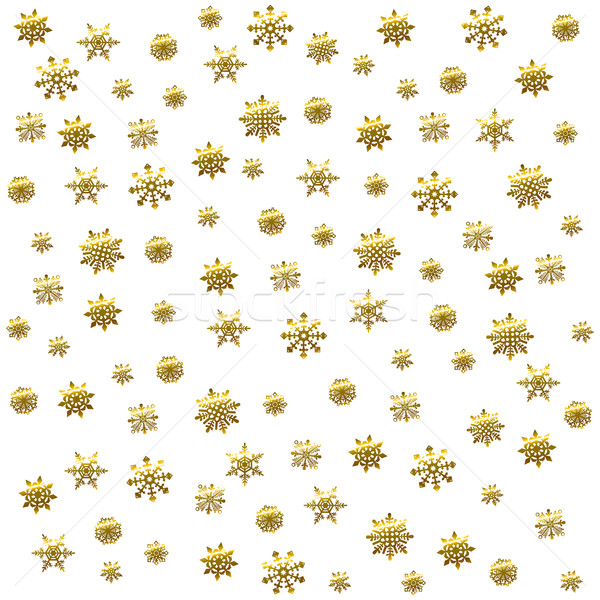 600x600 Gold Snowflake Seamless Pattern. Vector Illustration. Beautiful