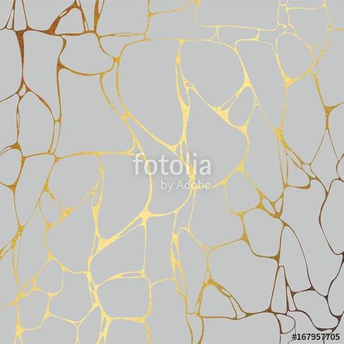 500x500 Gray Marble Texture With Gold. Vector Decorative Pattern Stock