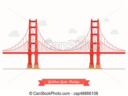 450x337 Golden Gate Bridge Illustration. Flat Style Design Isolated On