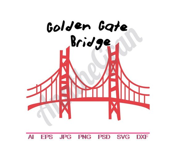 570x456 Golden Gate Bridge Svg Dxf Eps Png Jpg Vector Art Etsy