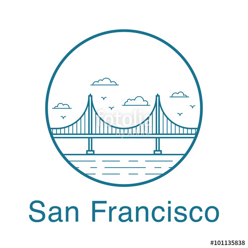 500x500 San Francisco Golden Gate Bridge. San Francisco Vector Badge In