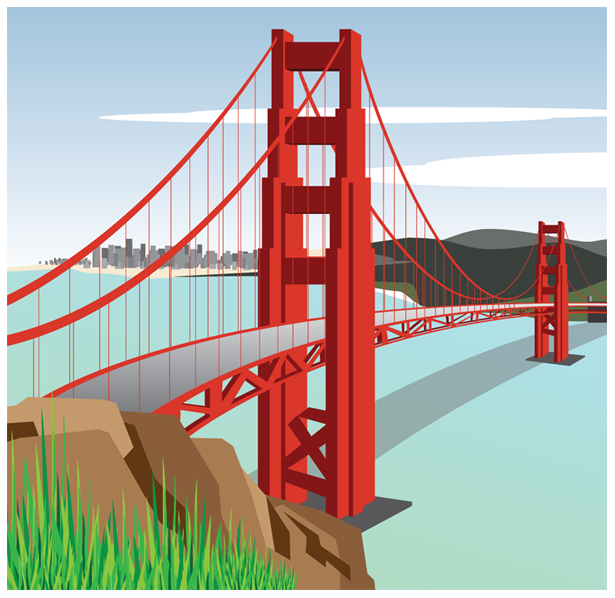 615x598 Vector Clipart Golden Gate Bridge 4