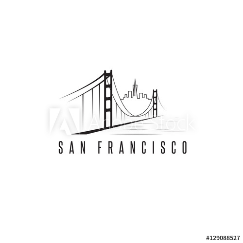 500x500 San Francisco Skyline And Golden Gate Bridge Vector Design Templ