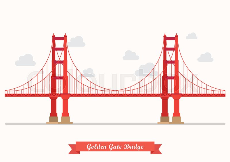 800x565 Golden Gate Bridge Illustration. Flat Style Design Isolated On