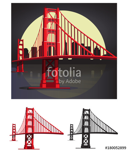 425x500 San Francisco Bay Golden Gate Bridge Vector Illustration Pack