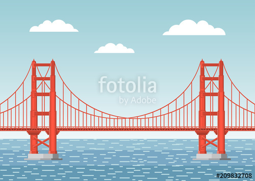 500x354 Vector Illustration. Golden Gate Bridge. Flat Style. Stock Image