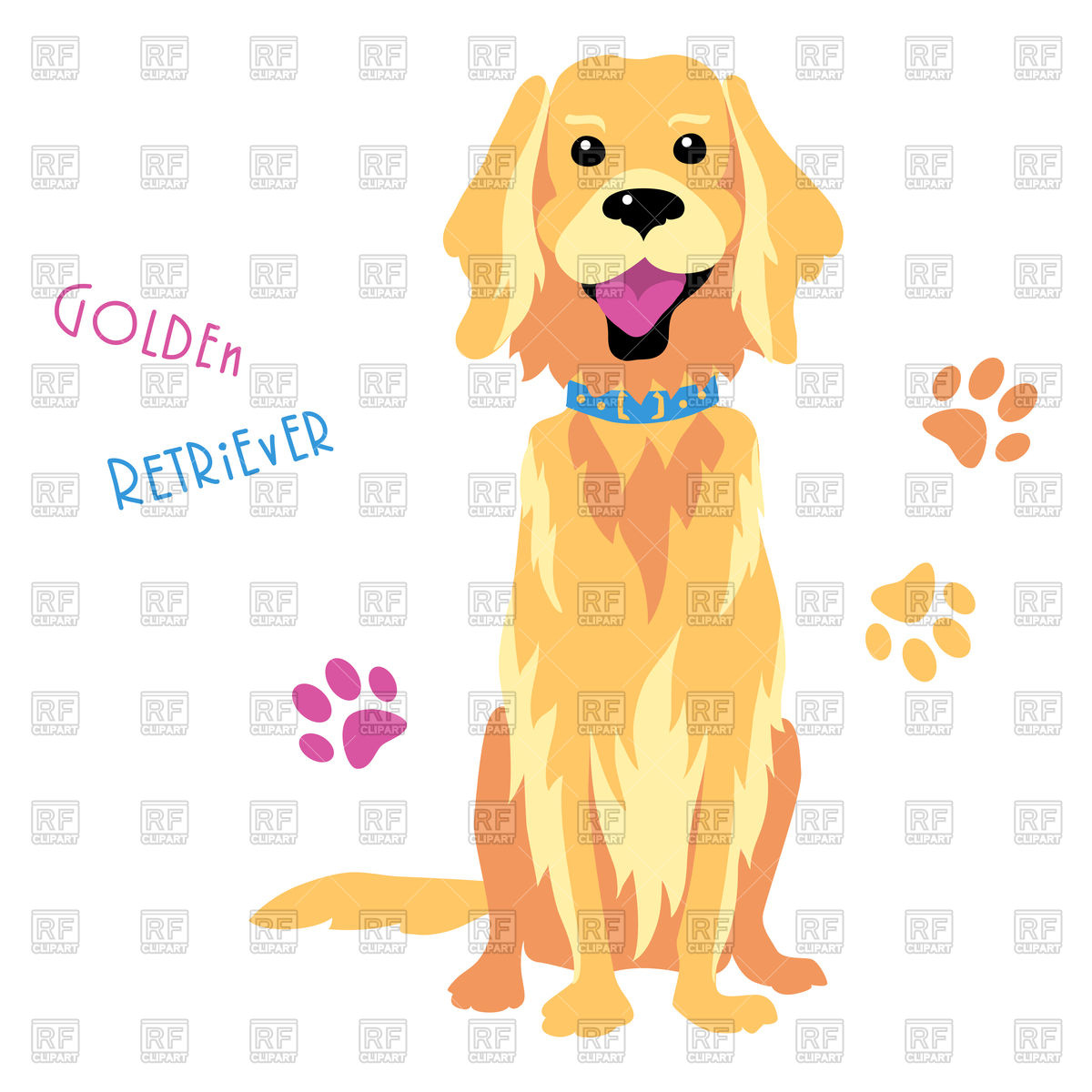 1200x1200 Funny Dog Golden Retriever Breed Sitting Vector Image Vector