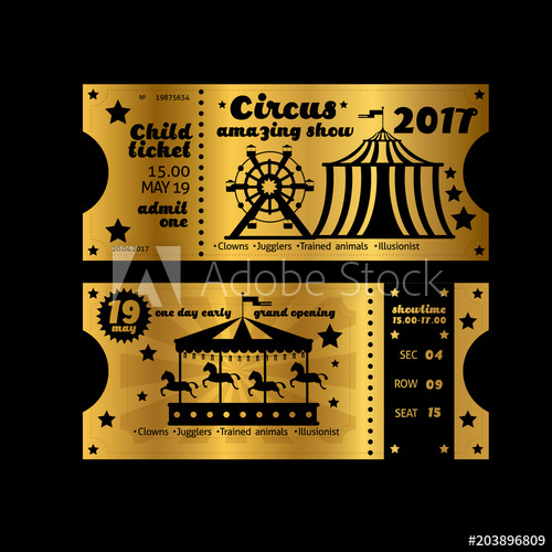 500x500 Vintage Party Invitation. Retro Circus Carnival Ticket Template