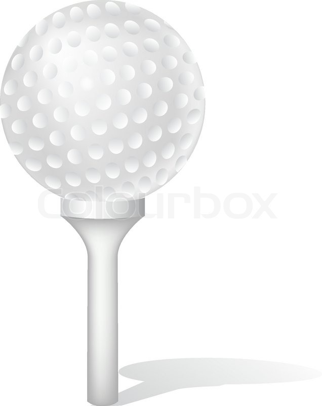 636x800 Golf Ball On Tee On White Background Stock Vector Colourbox