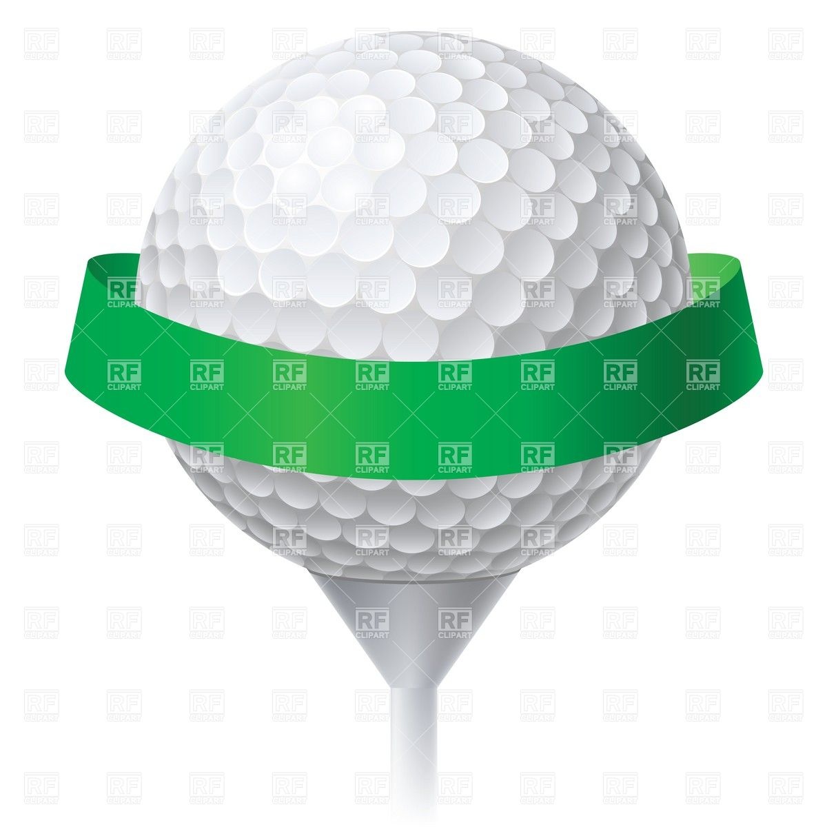 1200x1200 Golf Ball On Tee With Green Ribbon Vector Image Vector Artwork