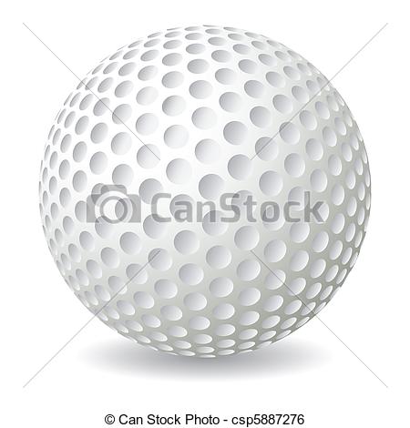 450x470 Golf Ball Isolated On White Background, Vector Illustration.