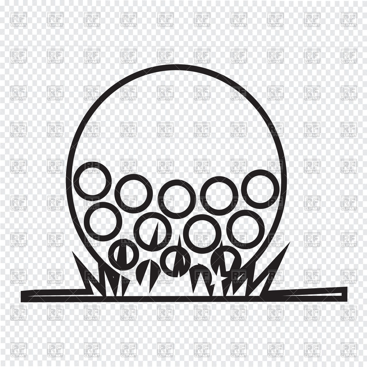 1200x1200 Golf Ball Outline On Grass Vector Image Vector Artwork Of Sport