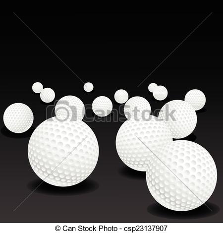 450x470 Golf Balls. Vector Illustration Of Golf Balls On Black Background.