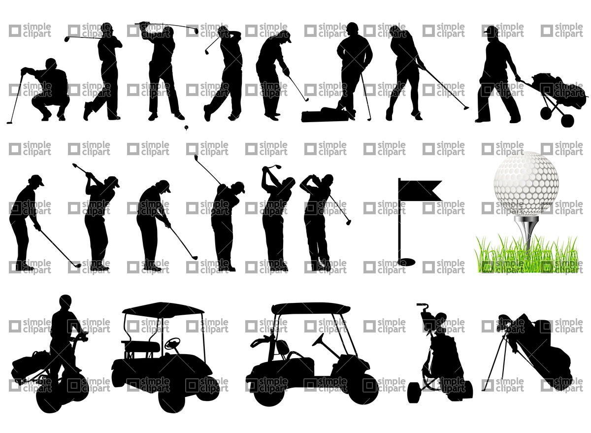 1200x879 Silhouettes Of Men Playing Golf With Golf Ball Vector Image
