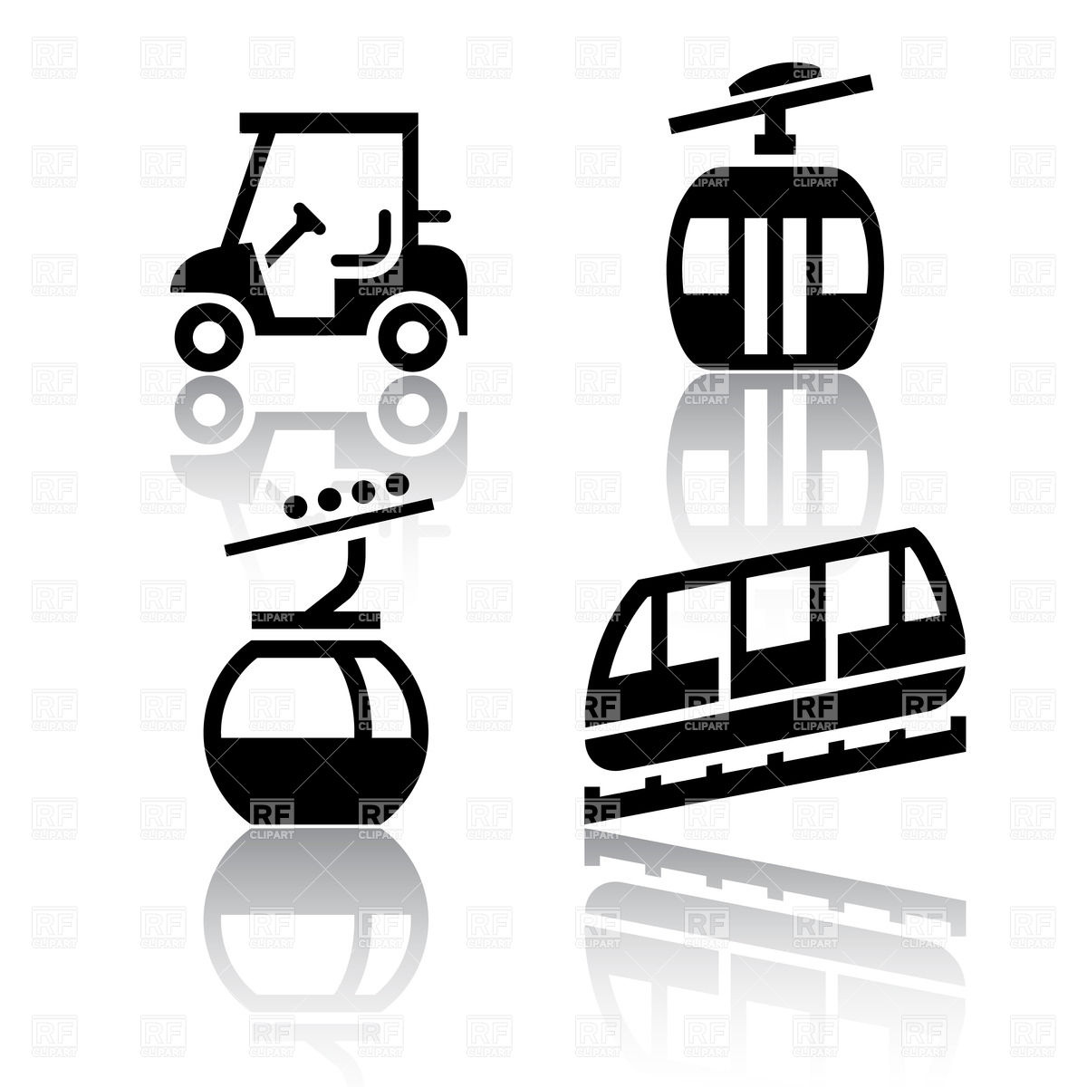 1200x1200 Funicular (Cable Railway) And Golf Cart Vector Image Vector