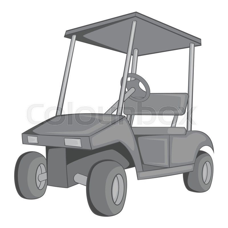 800x800 Golf Car Icon. Gray Monochrome Illustration Of Golf Car Vector