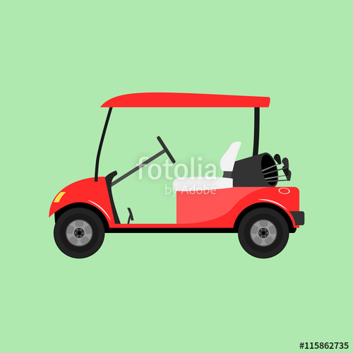 500x500 Red Empty Golf Cart. Vector Illustration Isolated. Stock Image