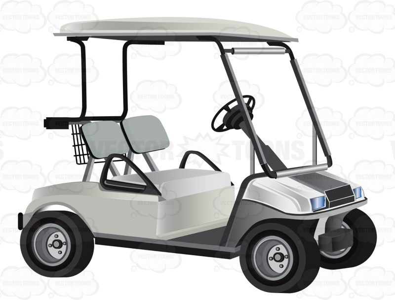 800x609 White Golf Cart With Two Seats Clipart By Vector Toons