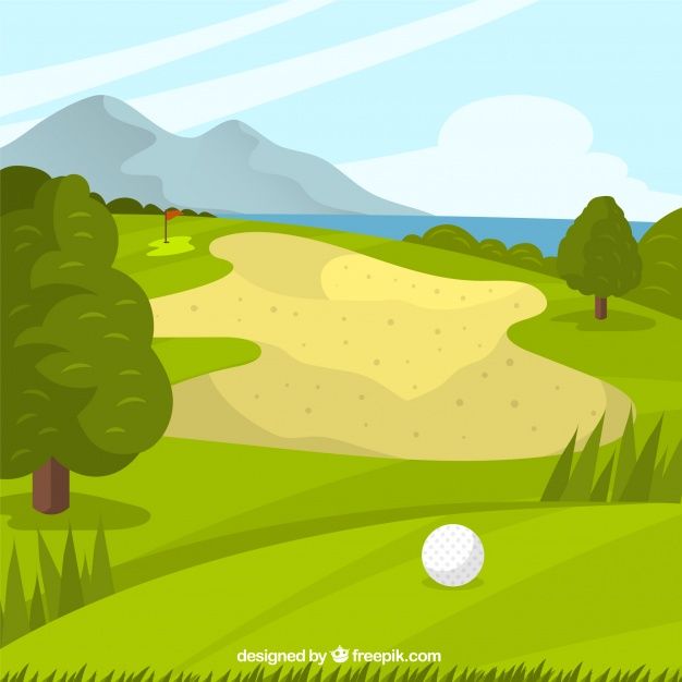 626x626 Golf Course Background In Hand Drawn Style Free Vector Best Free