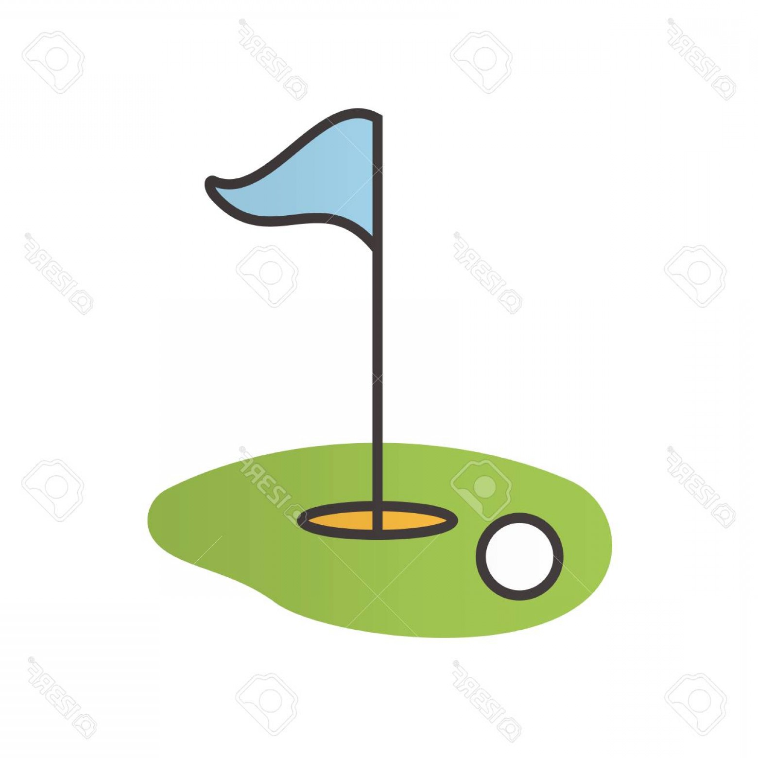 1560x1560 Photostock Vector Golf Course Color Icon Ball And Flagstick In