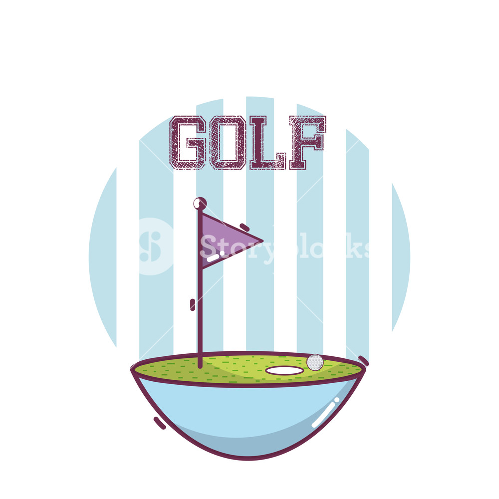 1000x1000 Golf Hole And Flag Vector Illustration Graphic Design Royalty Free
