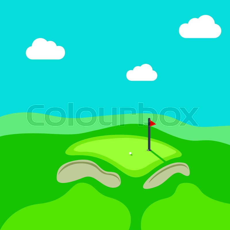 800x800 Golf Hole Vector Green Tee Background Illustration With Flag