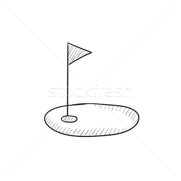 600x600 Golf Hole With Flag Sketch Icon. Vector Illustration Andrei