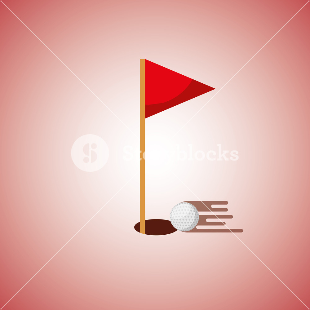 1000x1000 Golf Hole Flag And Ball Blurred Color Background Vector