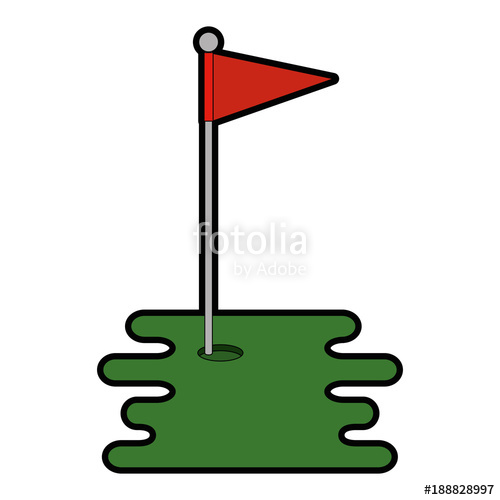 500x500 Golf Hole With Flag Vector Illustration Design Stock Image And