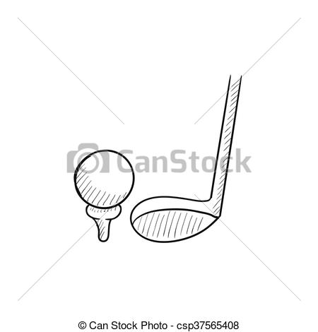 450x470 Golf Ball And Putter Sketch Icon. Golf Ball And Putter Vector