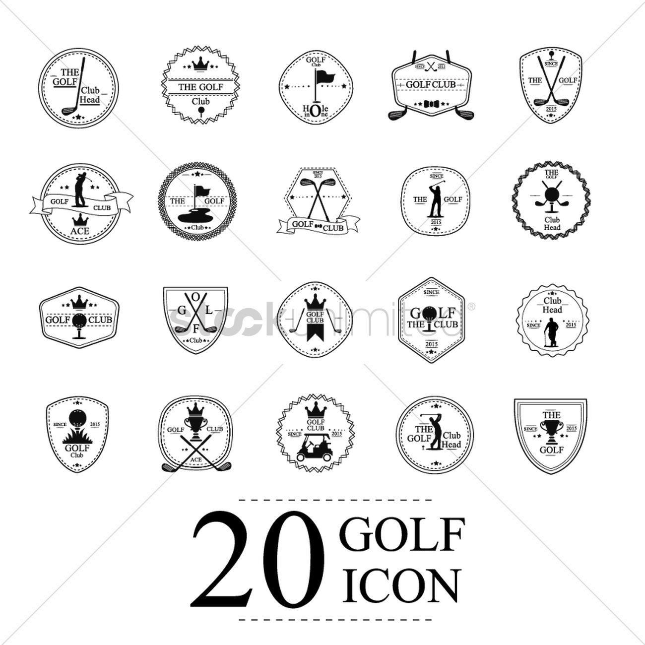 1300x1300 Golf Icon Collection Vector Image