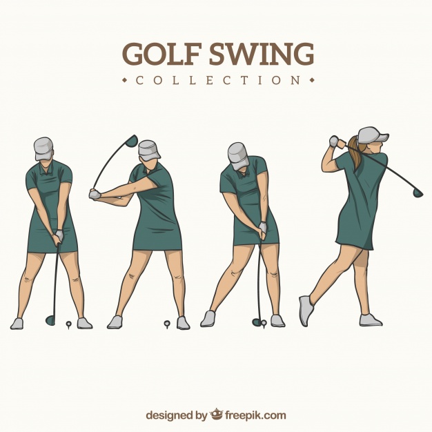 626x626 Golf Swing Collection With Woman Vector Free Download