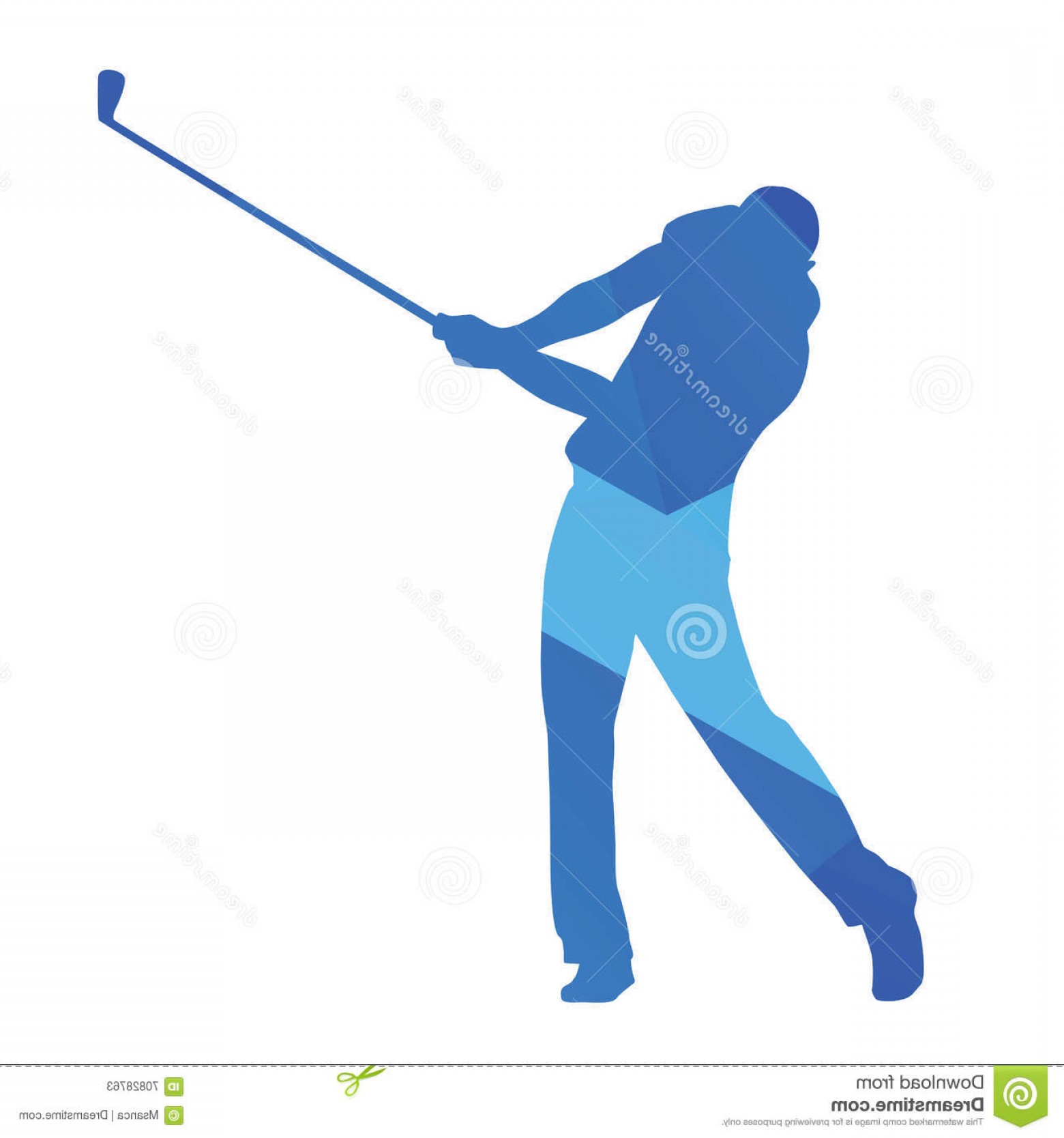 1560x1668 Stock Illustration Golf Player Golf Swing Vector Silhouette Blue