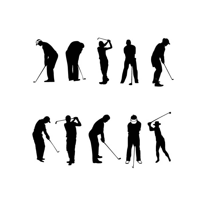720x720 Golf Players Free Vector Silhouettes Set
