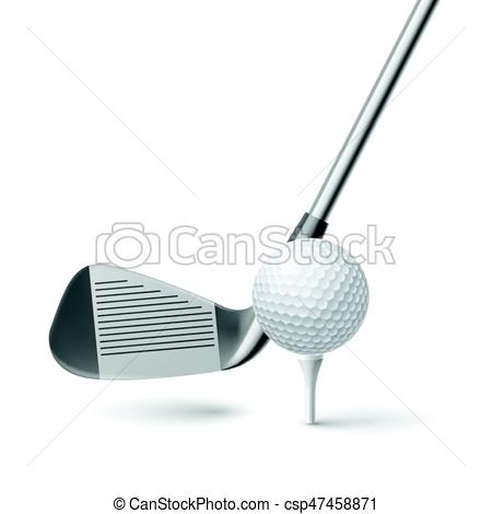 450x470 Golf Club And Golf Ball Isolated On White Background For Design.