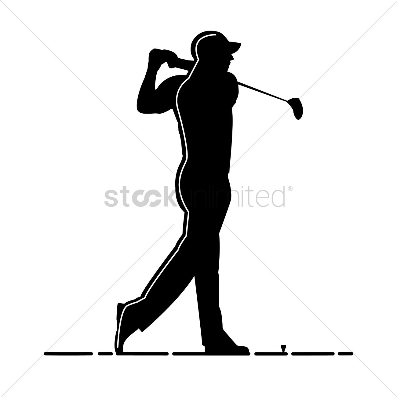 1300x1300 Silhouette Of Man Playing Golf Vector Image