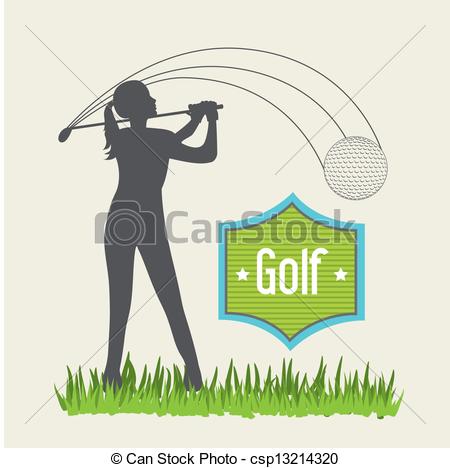 450x468 Woman Golfer Over Beige Background, Golf. Vector Illustration.