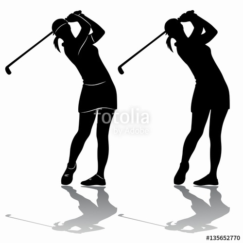 500x500 Silhouette Of A Woman Playing Golf, Vector Draw Stock Image And